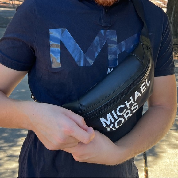 MICHAEL KORS MEN SIGNATURE LOGO POLO SHIRT TENNIS RUGBY NAVY BLUE MK CASUAL JOCK - Picture 7 of 16